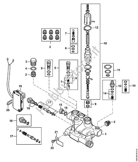 Blocco valvole, pistoncino di comando RE 272 PLUS, RE 282 PLUS Idropulitrice elettrica (RE) RE 272 PLUS della marca STIHL