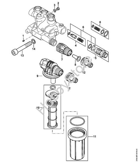 Blocco valvole, allacciamento d'agua RE 272 PLUS, RE 282 PLUS Idropulitrice elettrica (RE) RE 282 PLUS della marca STIHL