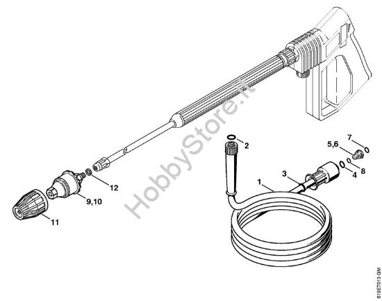 Tubo flessibile alta pressione, ugello rotore Idropulitrice elettrica (RE) RE 310 K della marca STIHL