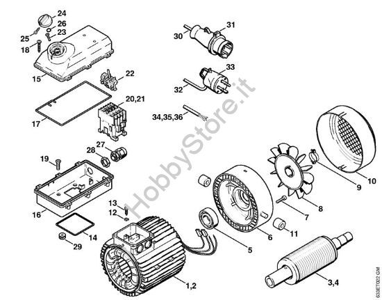 Elettromotore, scatola interruttore Idropulitrice elettrica (RE) RE 360 K PLUS della marca STIHL