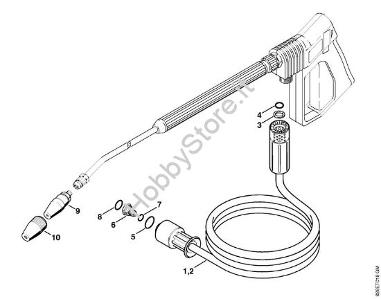 Tubo flessibile alta pressione, ugello rotore Idropulitrice elettrica (RE) RE 530 W della marca STIHL