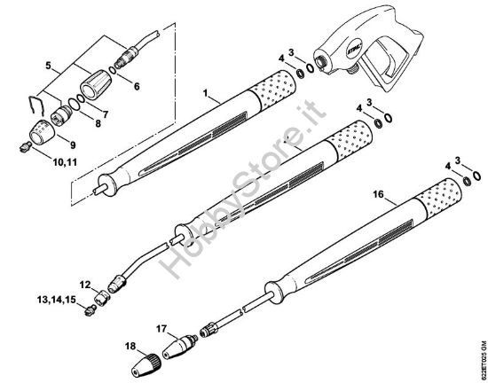 Tubo spruzzatore, testa a getto Vario Idropulitrice elettrica (RE) RE 550 W della marca STIHL