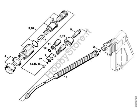 Tubo spruzzatore, testa a getto Vario SP 300 Idropulitrice elettrica (RE) RE 560 W della marca STIHL