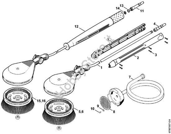 Spazzola di lavaggio rotativa, tubo flessibiledi aspirazione Idropulitrice elettrica (RE) RE 581 della marca STIHL