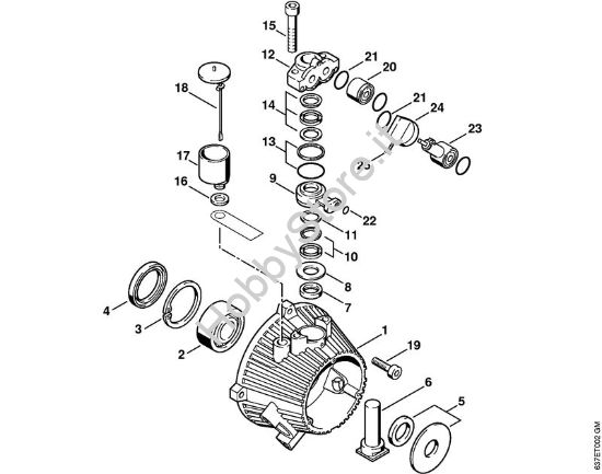 Corpo pompa    X 22 947 954 (36.95) Idropulitrice elettrica (RE) RE 840 W della marca STIHL