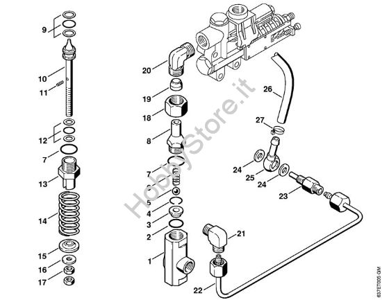 Valvola di sicurezza    X 22 947 954 (36.95) Idropulitrice elettrica (RE) RE 840 W della marca STIHL