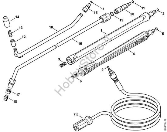 Tubo spruzzatore, Tubo flessibile alta pressione    06/2019 Idropulitrice elettrica (RE) RE 88 della marca STIHL
