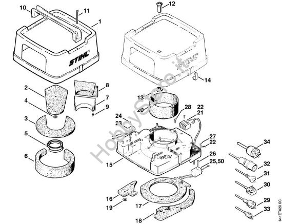 Cappottatura, carcassa motore Aspiratori (SE) SE 100 della marca STIHL