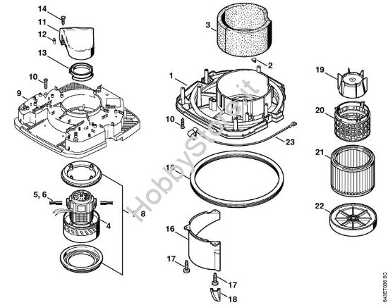 Carcassa motore, Elettromotore, Filtro Aspiratori (SE) SE 120 della marca STIHL