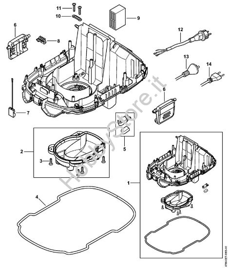 Carcassa motore inferiore, Cavo di collegamento Aspiratori (SE) SE 133 ME della marca STIHL
