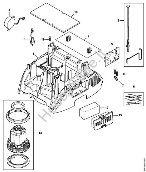 Carcassa motore superiore, elettromotore Aspiratori (SE) SE 133 ME della marca STIHL