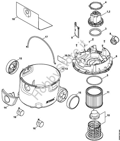 Elettromotore, filtro, serbatoio Aspiratori (SE) SE 62 della marca STIHL