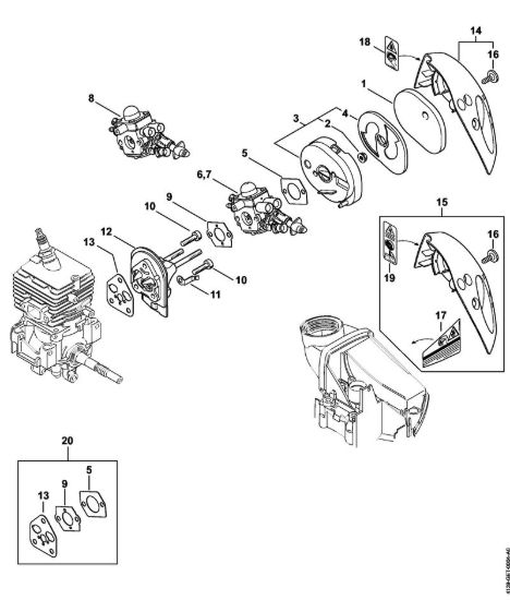 Filtro aria, flangia intermedia Sramatori telescopici (HT) HT 56 C-E della marca Stihl