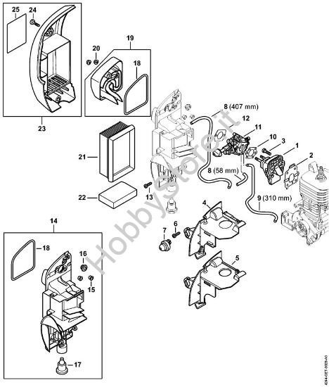 Flangia intermedia, filtro aria Atomizzatori (SR) SR 430 della marca Stihl