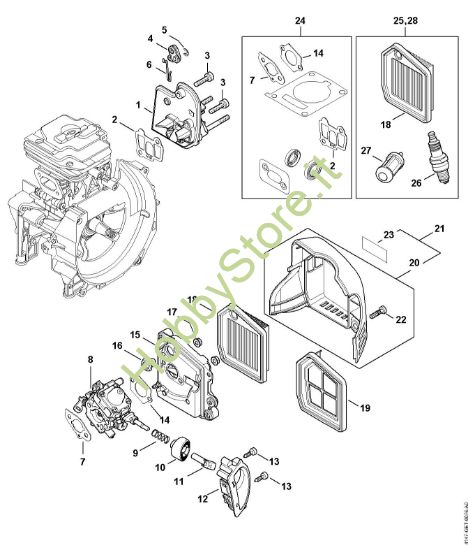 Picture of Flangia intermedia, filtro aria FS 461 C-EM L