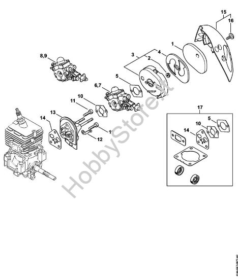 Filtro aria, flangia intermedia Decespugliatrici (FS) FS 50 (4144) della marca Stihl