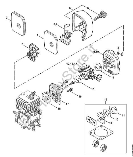 Filtro aria, flangia intermedia Soffiatori (BG, BR) BG 56 C-E D della marca Stihl
