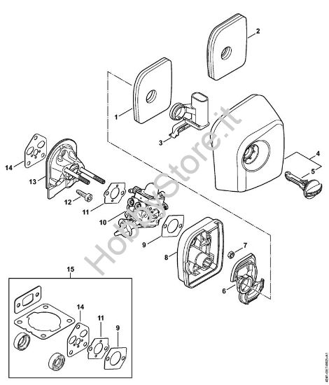 Filtro aria, flangia intermedia Soffiatori (BG, BR) BR 200-D della marca Stihl