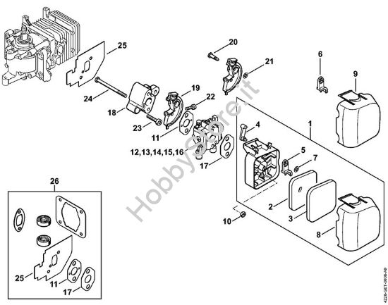 Filtro aria, flangia intermedia Tagliasiepi (HS) HS 45 della marca Stihl