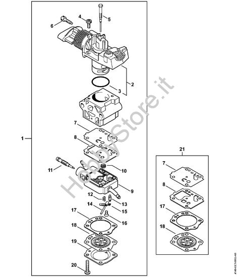 Carburatore RC2-S243 fino a Numero di matricola 514159667 Tosasiepi (HL) HL 92 C-E della marca Stihl