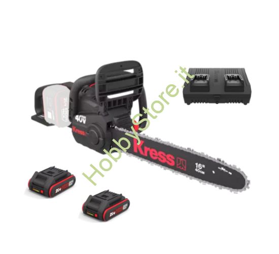 Motosega Kress 40 Volt KG346 kit doppia batteria e caricabatterie