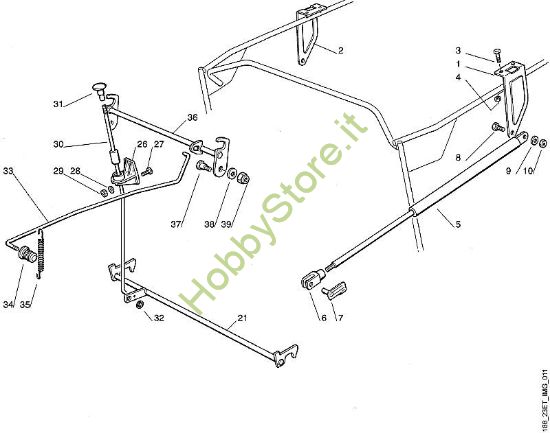 K - Dispositivo di sollevamento cesto raccolta erba MT MT 740 (1999, 2000) della marca Viking