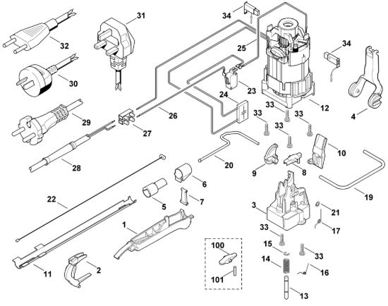 Picture of C - Motore elettrico, sistema d'innesto marce HE 805