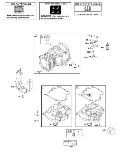 F - Cilindro, coppa motore, lubrificazione, manuale per l'utente, etichetta di avvertenza B&S - 21 €¦ 217802-0130-B1 brand Stihl