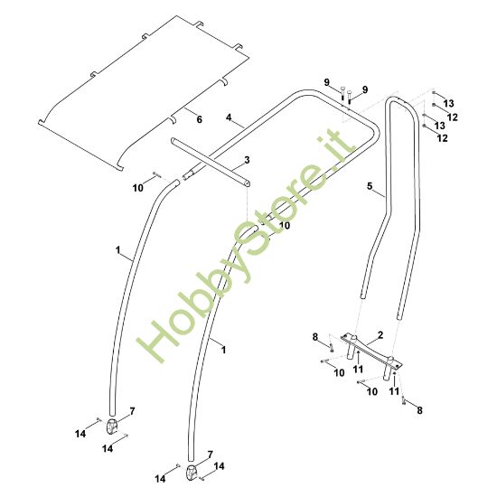 Picture of A - Tettuccio parasole ASD 500
