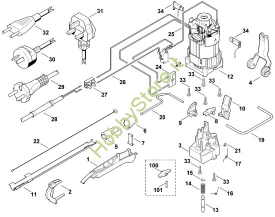 Picture of C - Motore elettrico, sistema d'innesto marce HE 615