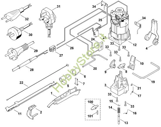 Picture of C - Motore elettrico, sistema d'innesto marce HE 815