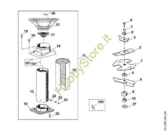 D - Imbuto, gruppo lame GE GE 220 della marca Viking
