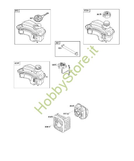 F - Sistema di scarico, alimentazione carburante B&S - 08 €¦ 08P502-0004-H1 brand Stihl