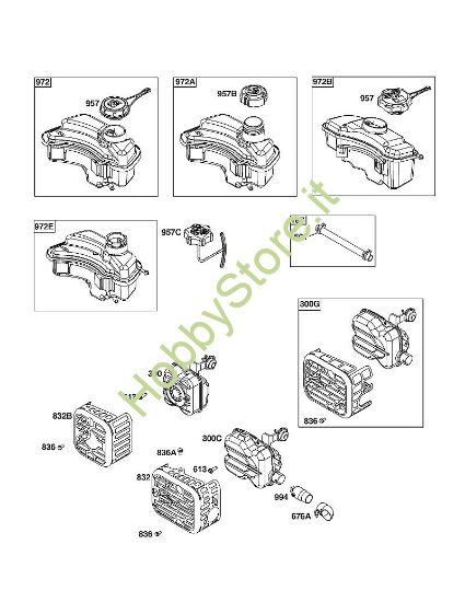 F - Sistema di scarico, alimentazione carburante B&S - 09 €¦ 093J02-0079-H1 brand Stihl