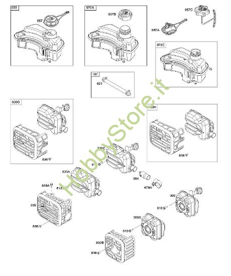 F - Sistema di scarico, alimentazione carburante B&S - 09 €¦ 09P702-0044-F1 brand Stihl