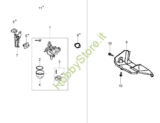 Picture of Carburatore e deflettore MH 180RK (K700 H - SN T210) (EN709) Motozappa