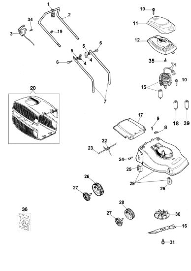 Picture of Esploso completo K 35 P Rasaerba elettrico