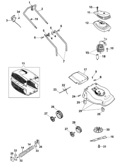 Picture of Esploso completo K 35 R Rasaerba elettrico