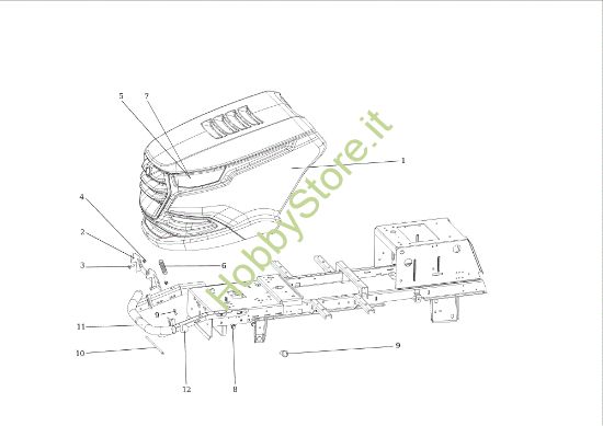 Picture of Cofano (3/3) OM 107 L/24 KH (K2400AVD V-Twin) Cat. 2015 Trattorino