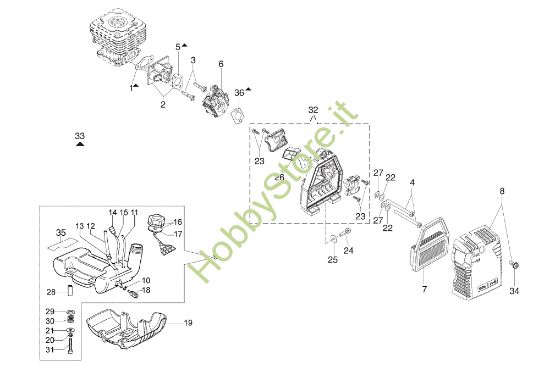 Picture of Serbatoio e filtro aria OM 36 Vers.2015 Decespugliatore