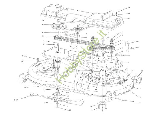 Picture of Piatto di taglio (1/2) (piatto di taglio acciaio) OM 124/24 KH (K2400AVD V-Twin) Cat. 2017 Trattorino