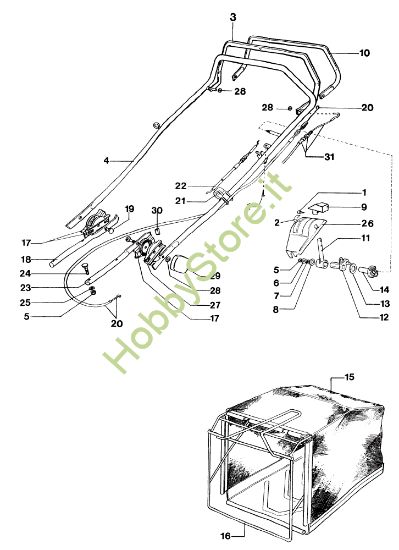 Picture of Manubrio e sacco LUX 53 KT Rasaerba
