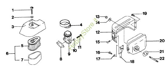 Picture of Motore, filtro aria e marmitta LUX 53 KV Rasaerba