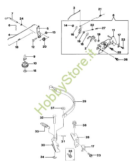 Picture of Motore, leve di comando e freno motore LUX 53 KVF Rasaerba