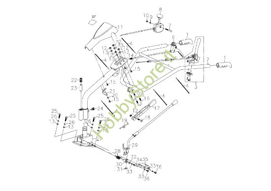 Picture of Manubrio MH 198 RK (K800 HC) 35cm Motozappa