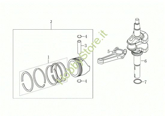 Picture of Albero e pistone MAX 53 TK ALLROAD ALUMINIUM (K805) EURO 5 Rasaerba