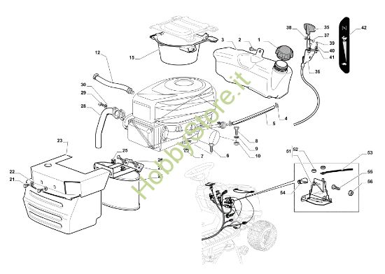 Picture of Serbatoio, marmitta e protezioni OM 108L/18,5 H Cat. 2020 Trattorino