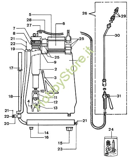 Picture of Esploso completo 20 L Macchina per irrorazione