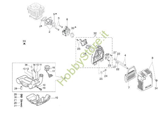 Picture of Serbatoio e filtro aria OM 43 Vers.2016 (Euro2) 50Y Decespugliatore