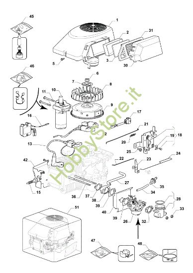 Picture of Avviamento, carburatore e filtro aria OM 98L/12,5 K M Cat. 2023 Trattorino